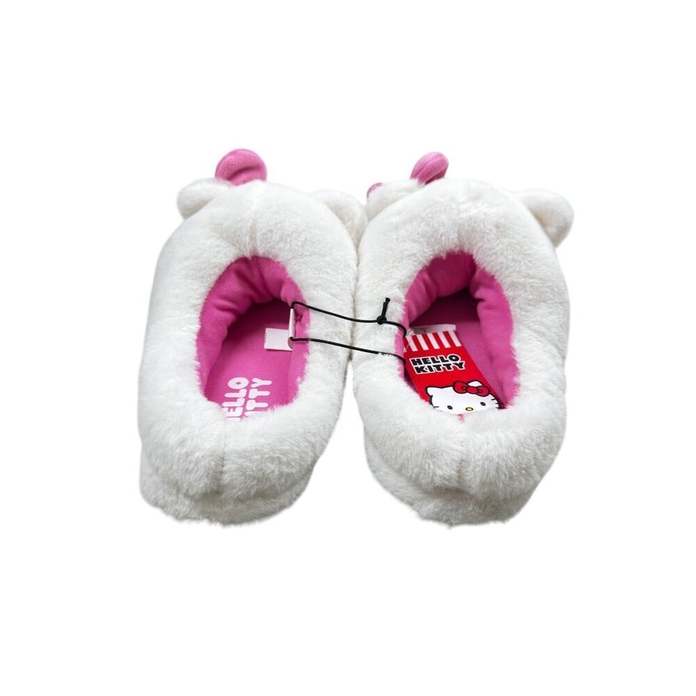 Hello Kitty Slippers Womens Size 9-10 White Pink Bow Plush House Shoes Sanrio - Picture 8 of 11